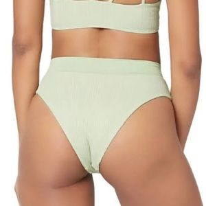 NWT L*SPACE Court Bitsy Bikini Bottom Light Olive Pointelle